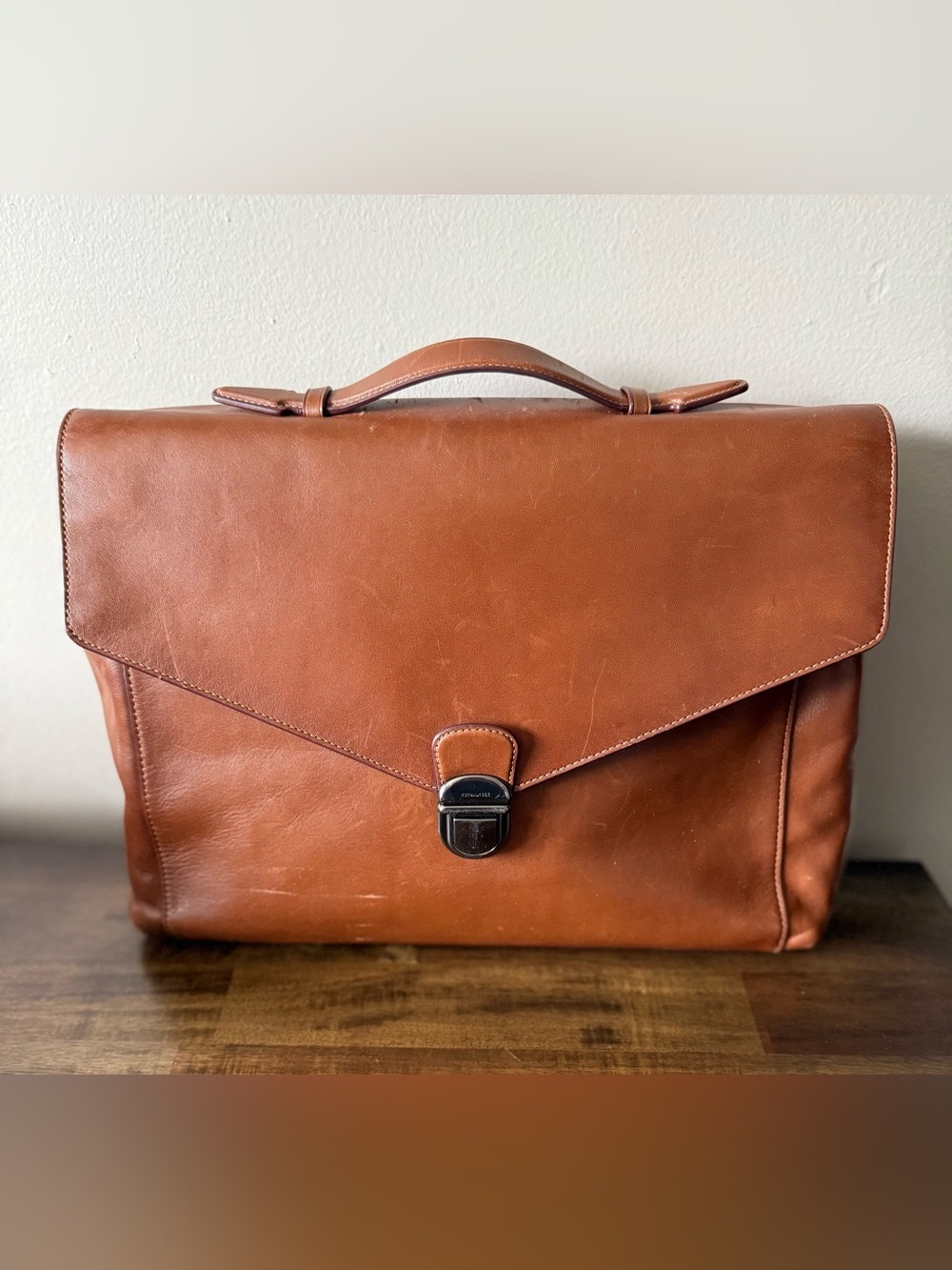 Coach Brown Leather Metropolitan Soft Push Lock Briefcase Multiple Compartments
